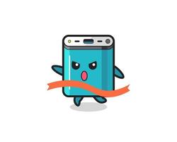 cute power bank illustration is reaching the finish vector