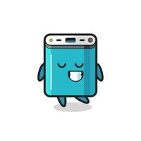 power bank cartoon illustration with a shy expression vector