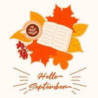 Hello september concept in flat style vector