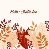 Hello September concept in flat style. vector