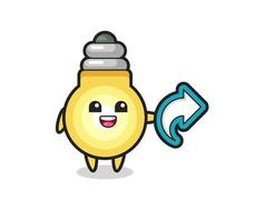 cute light bulb hold social media share symbol vector