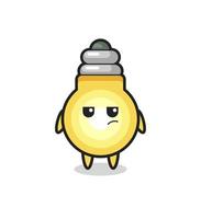 cute light bulb character with suspicious expression vector