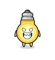 evil expression of the light bulb cute mascot character vector