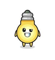 cute light bulb mascot with an optimistic face vector