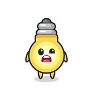 the shocked face of the cute light bulb mascot vector