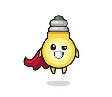 the cute light bulb character as a flying superhero vector