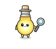 the mascot of cute light bulb as a detective vector