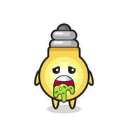 the cute light bulb character with puke vector