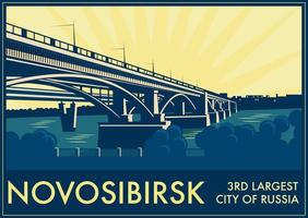 Vintage touristic greeting card - Novosibirsk, Russia. vector