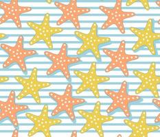 Colorful pattern with nautical stripes and starfish. vector