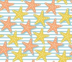 Colorful pattern with nautical stripes and starfish. vector