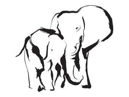 Elephant brush stroke painting on white background vector