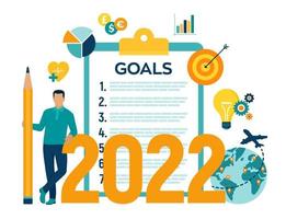 2022 New Year Goals Checklist. Future Goal And Plans. vector