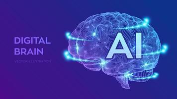 Brain. Digital brain. 3D Science and Technology concept. vector
