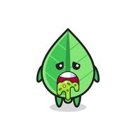 the cute leaf character with puke vector