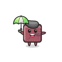 cute leather wallet illustration holding an umbrella vector