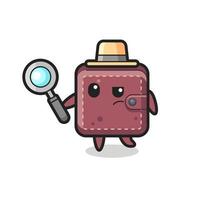 leather wallet detective character is analyzing a case vector