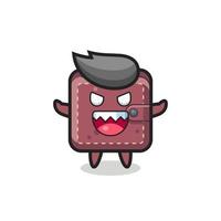 illustration of evil leather wallet mascot character vector