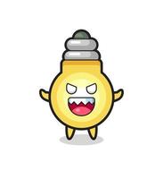 illustration of evil light bulb mascot character vector