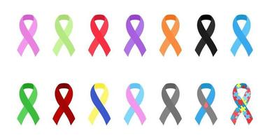 Awareness ribbons set. Symbol of support and solidarity vector