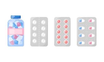 Medicines set. Pharmacy products isolated vector