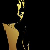 Face of buddha with golden border isolate on black background vector