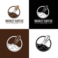 Ilustración de vector de cohete de café. concepto creativo bebida logo gráfico
