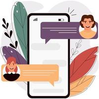Online chat messages on the smartphone screen.  Messaging concept vector