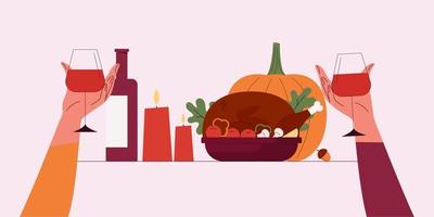 Happy Thanksgiving.Vector cartoon illustration of Thanksgiving Day vector