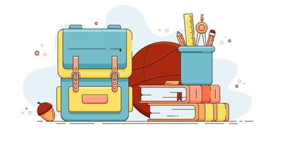 Colorful vector illustration with school educational objects