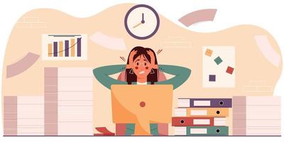 The concept of professional burnout, overwork at work. vector