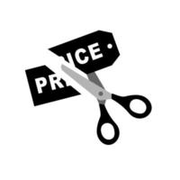 scissors cut the label price. vector illustration