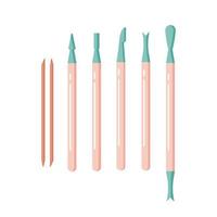 Manicure stick cuticle knife pusher. vector set