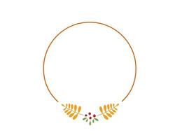 autumn round frame with yellow rowan leaves vector