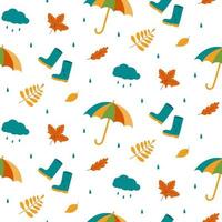 seamless pattern rain. umbrella, boots vector