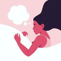 A woman sleeps and sees a dream in a cloud vector