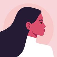Portrait of a proud young woman with long flowing hair in profile vector