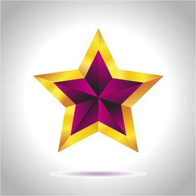 Shiny Gold Star. Christmas Illustration for design on white background