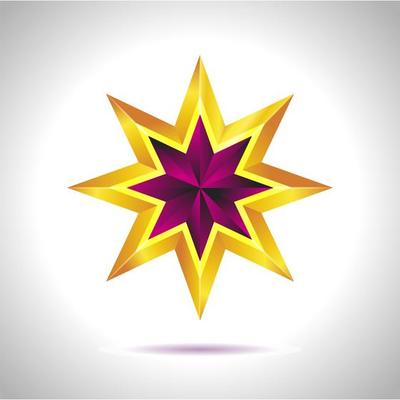 Shiny Gold Star. Christmas Illustration for design on white background