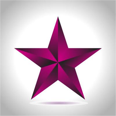 Shiny Gold Star. Christmas Illustration for design on white background
