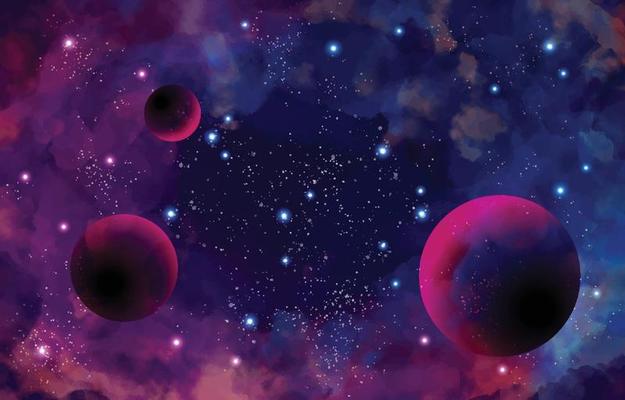 Watercolor Galaxy Background