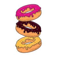 Flat line donut colorful stack on white background.