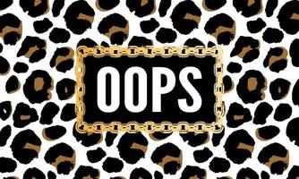 lema oops frase gráfico vectorial estampado de leopardo moda letras vector