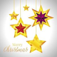 Shiny Gold Star. Christmas Illustration for design on white background vector