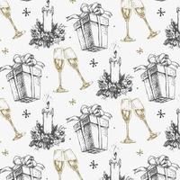 Hand-drawn sketch Christmas pattern NEw year gift vector