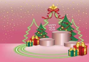 new year pink product display vector