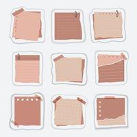 Notes and paper stationery for memos writing set vector