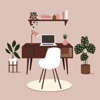 espacio de trabajo con ilustración de estilo minimalista vector