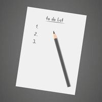 lista de tareas, cuaderno blanco con lápiz, diario, lista de verificación vector