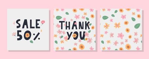 A greeting card template with floral decoration letter vector